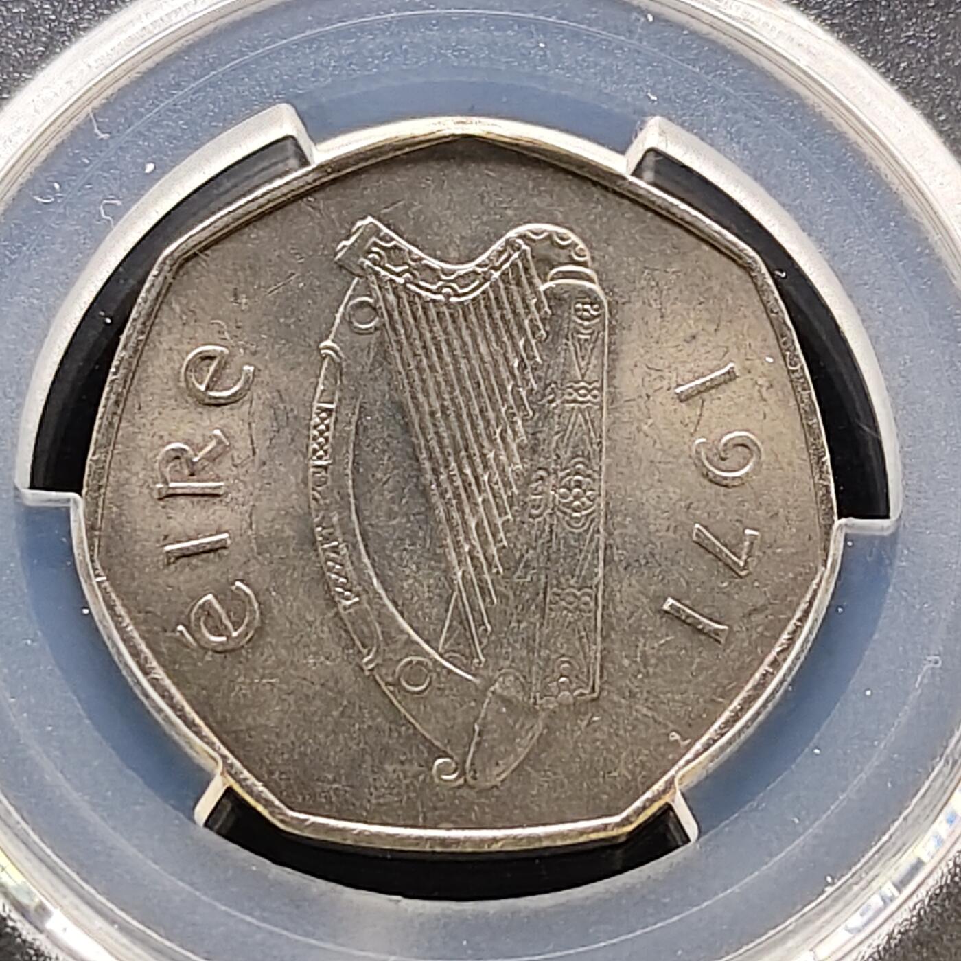 【全场包邮】纯粹捡漏拍483场（免费代拍第20场） 爱尔兰1971年国鸟蛎鹬50便士-PCGS MS64