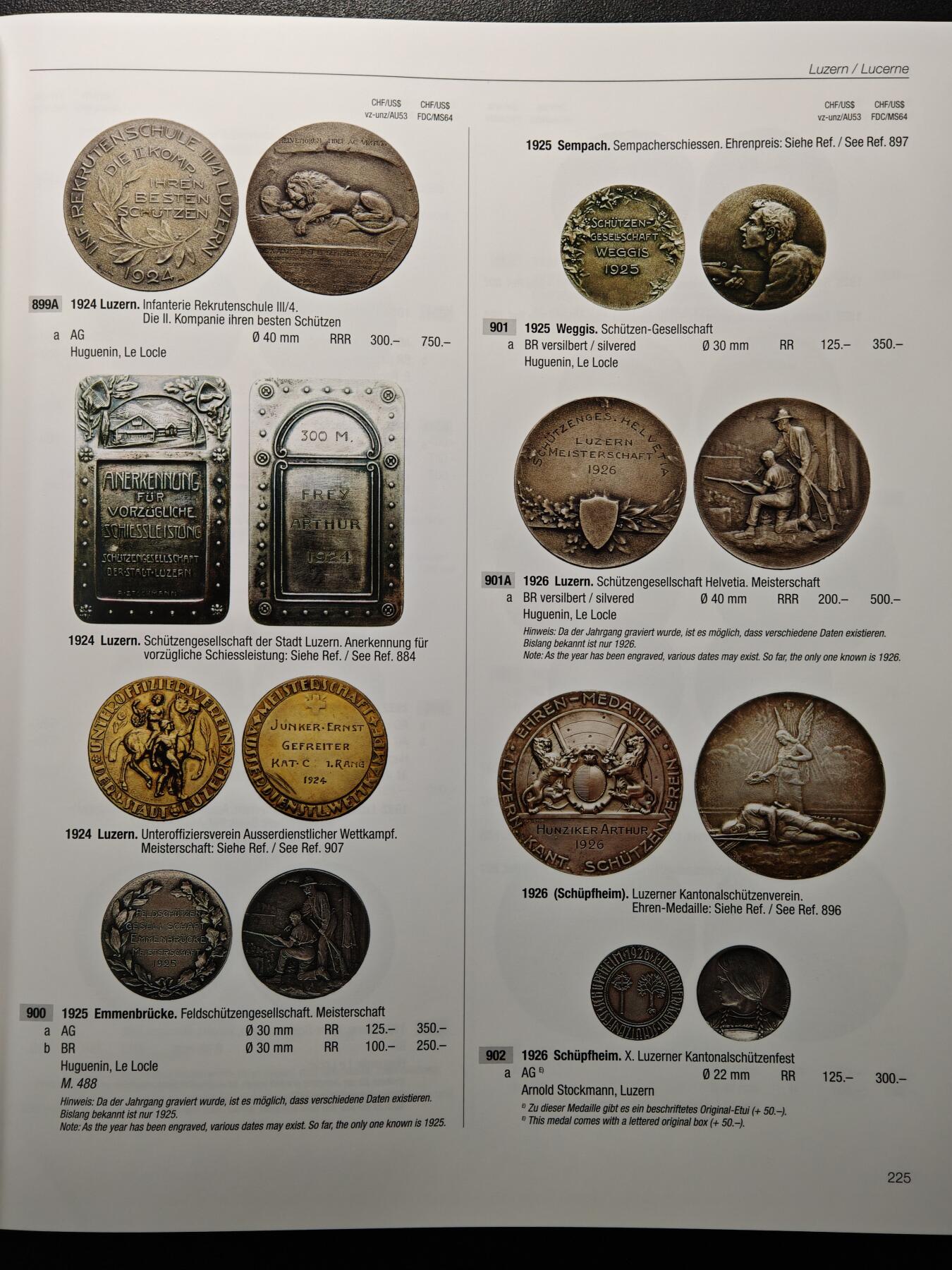 【德藏】世界币章拍卖第156期（拍品征集中~欢迎藏友联系） 97新 瑞士射击节币章目录德文版 超大开本 厚重精装硬壳 评级公司同款参考目录 全书约564页