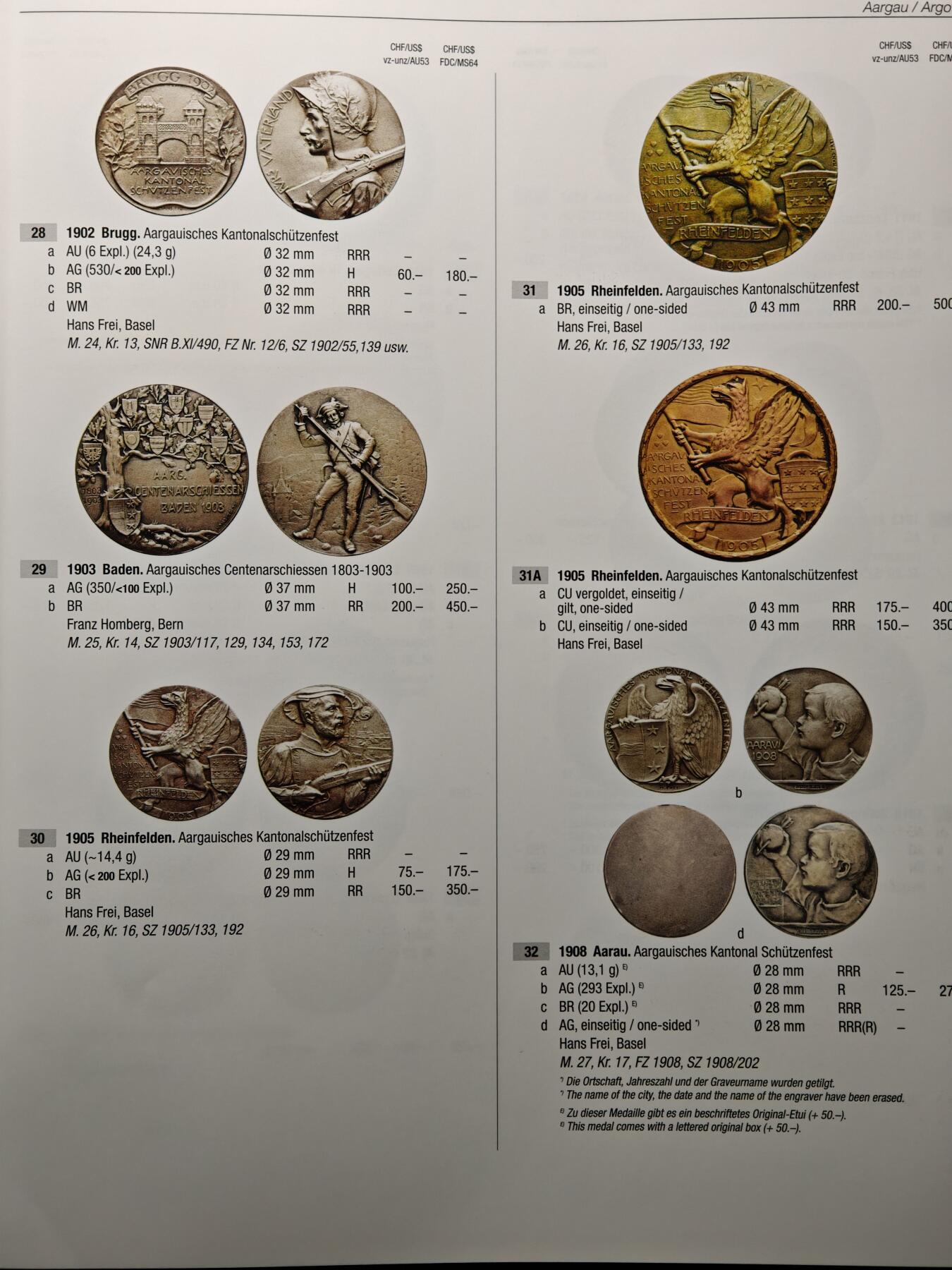 【德藏】世界币章拍卖第156期（拍品征集中~欢迎藏友联系） 97新 瑞士射击节币章目录德文版 超大开本 厚重精装硬壳 评级公司同款参考目录 全书约564页