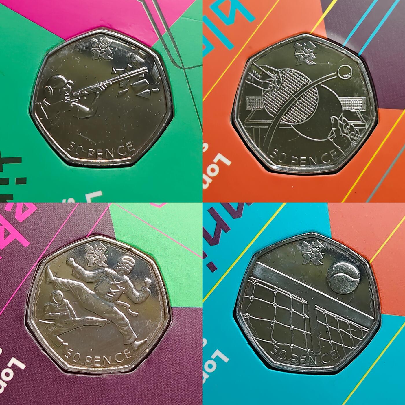 【全场包邮】纯粹捡漏拍483场（免费代拍第20场） 英国2012年50便士伦敦奥运会纪念币官方29枚卡装全套