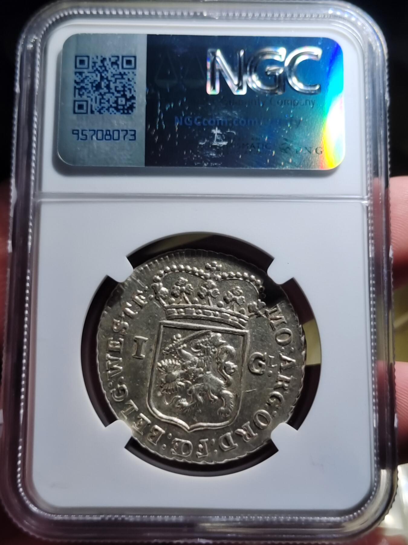 中外钱币第六场 NGC-MS61 荷兰1793年弗里斯兰1盾