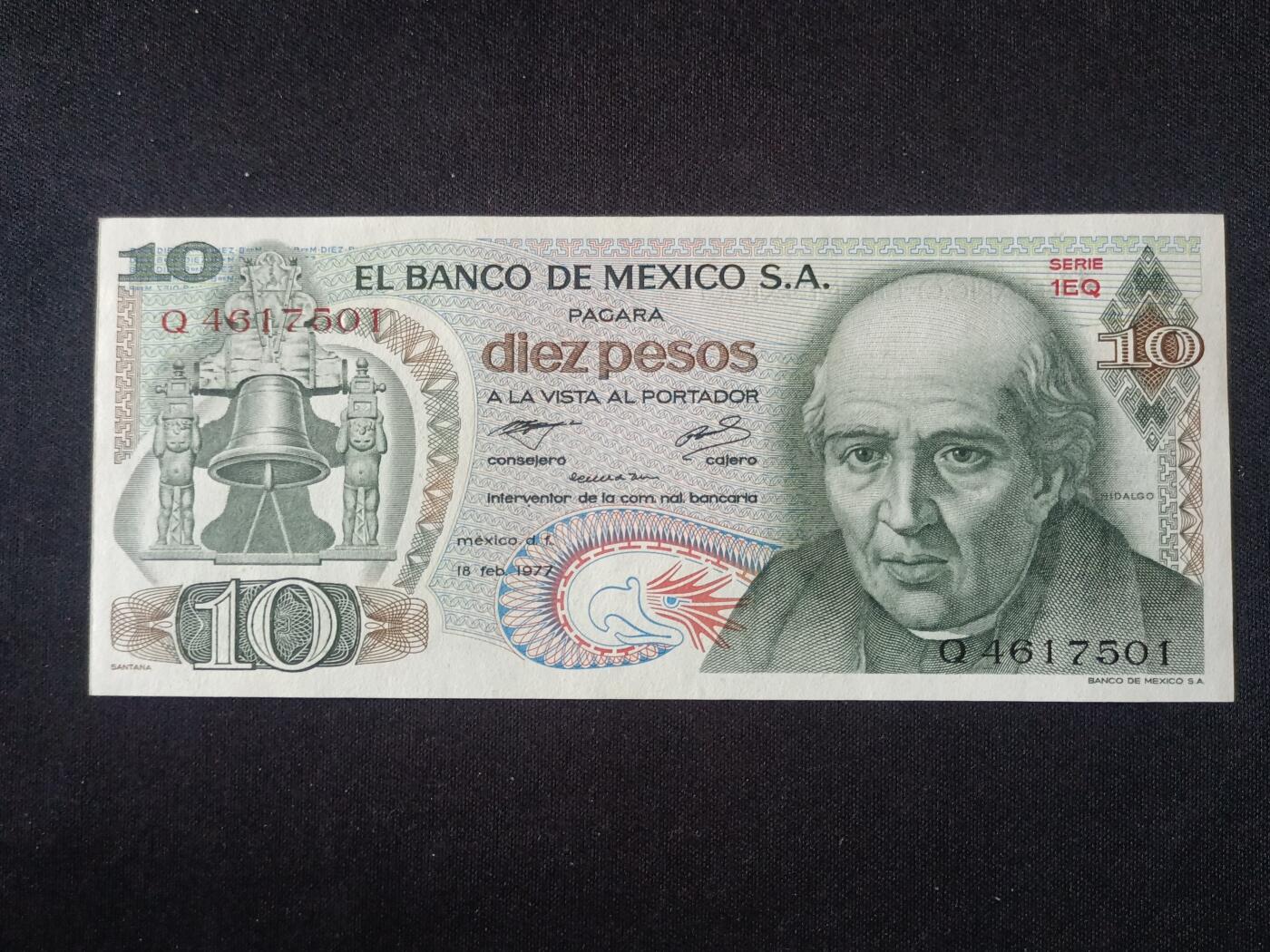 【游宝拍卖】乙巳蛇年92期 第四季首拍场  墨西哥-10比索【1977年 全新UNC-】