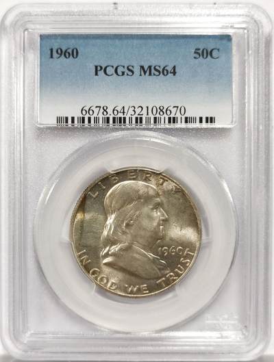 博洋堂世界钱币拍卖第150期（全场包邮） - PCGS MS64 美国1960年富兰克林半美元银币