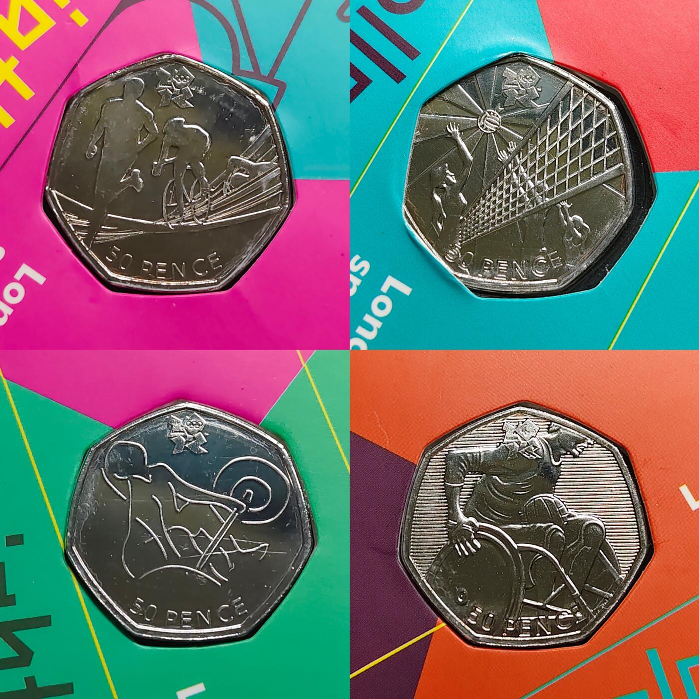 【全场包邮】纯粹捡漏拍483场（免费代拍第20场） 英国2012年50便士伦敦奥运会纪念币官方29枚卡装全套