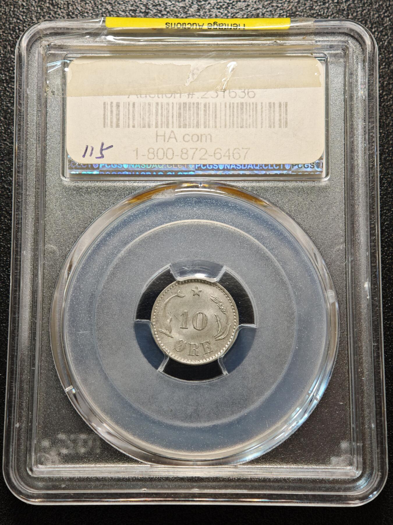 【德藏】世界币章拍卖第156期（拍品征集中~欢迎藏友联系） 1903年 丹麦克里斯蒂安九世10欧尔银币 PCGS MS65 亚军分 原光十足