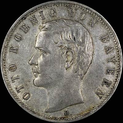 【雨安】【直播拍卖】【世界币章118期-裸币】2025-12-05 周五 19:30 保真 - [裸币德国] Germany 德国 帝国 巴伐利亚 5马克 奥托 1904年