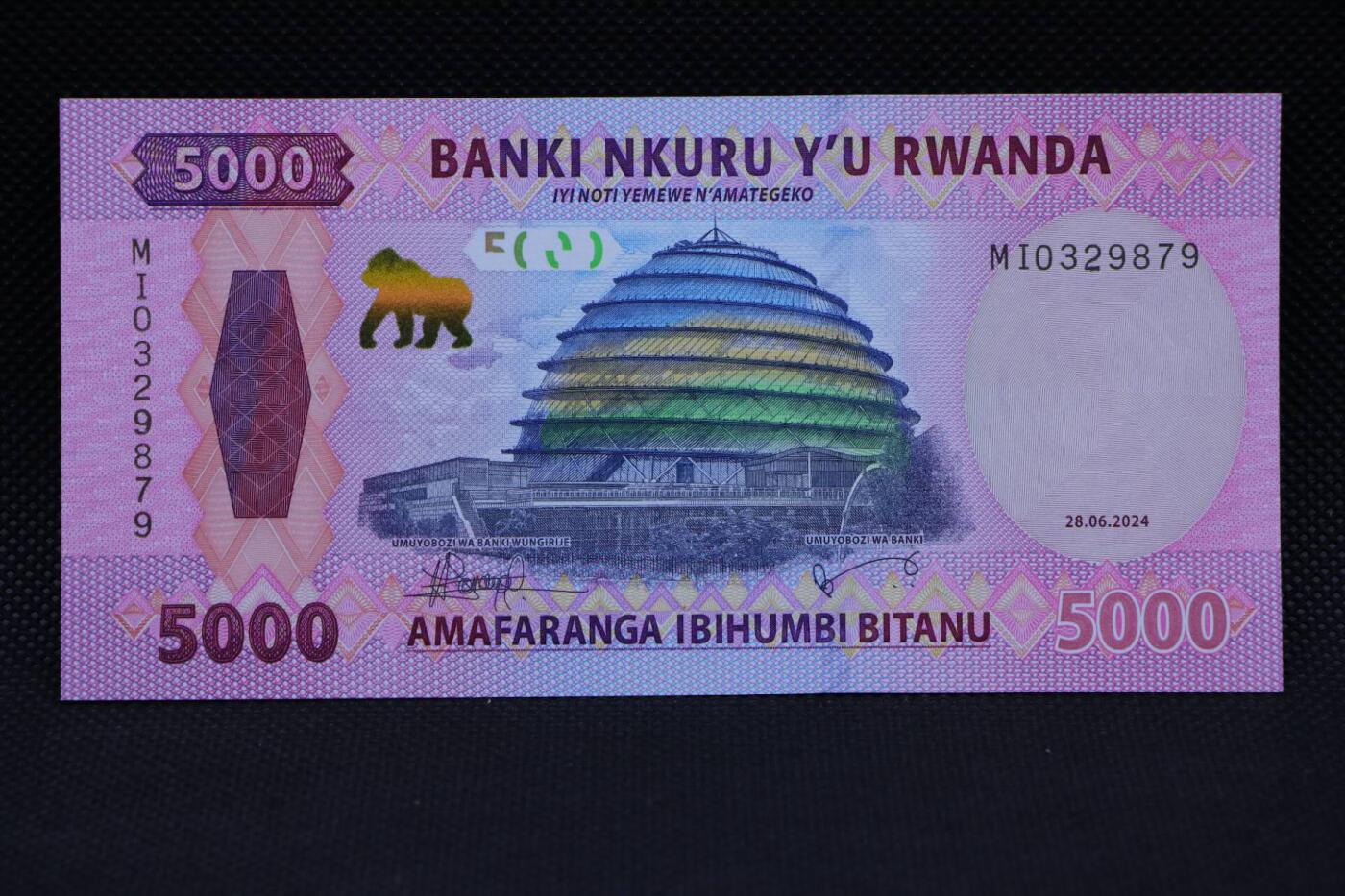 【淘币小摊】限时拍第八百二十一拍  纸币场  满百包邮可预留两周  周一统一发货   卢旺达2024年5000法郎纸币