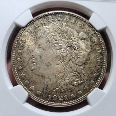 中外钱币第六场 - NGC-MS63美国摩根1921年S版黑彩
