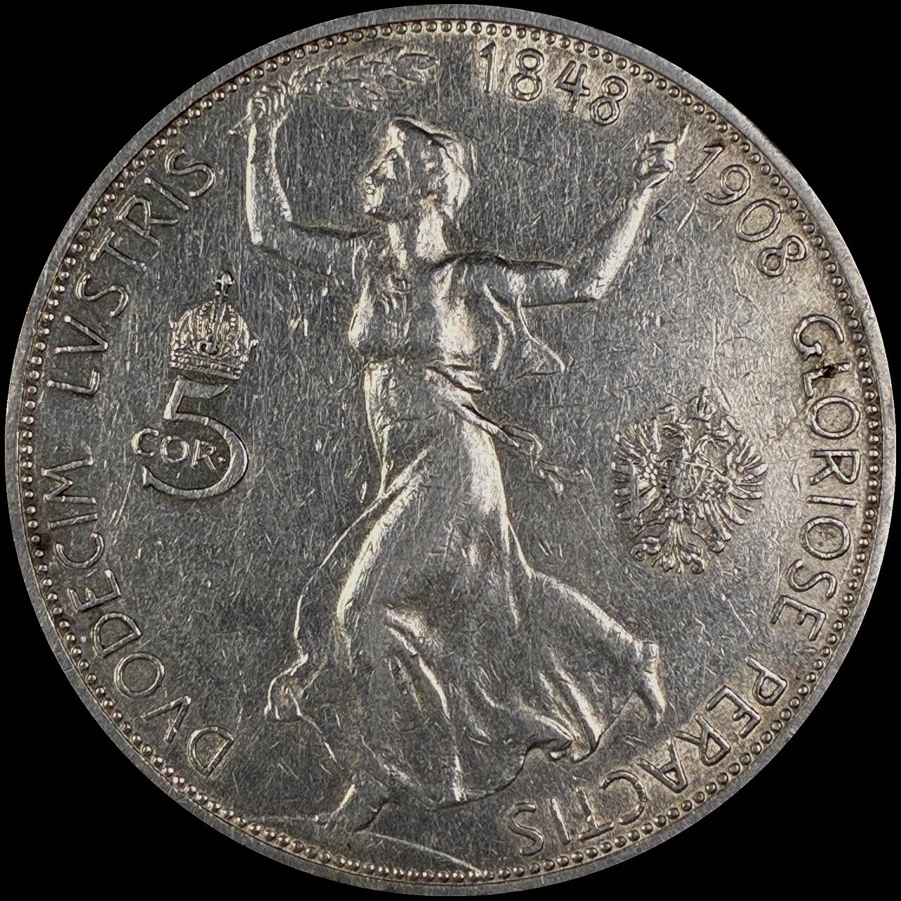 【雨安】【直播拍卖】【世界币章118期-裸币】2025-12-05 周五 19:30 保真 [裸币各国] Austria 奥地利 5克朗 1908年