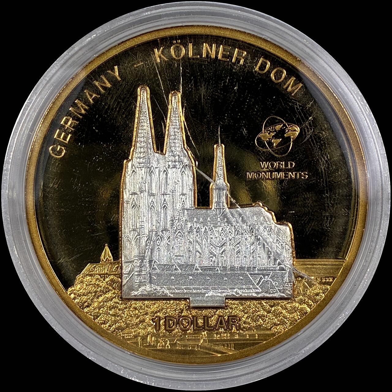 【雨安】【直播拍卖】【世界币章118期-裸币】2025-12-05 周五 19:30 保真 [现代裸币] Cook Island 库克群岛 1元 2010年 德国科隆大教堂 塑料盒子有破损