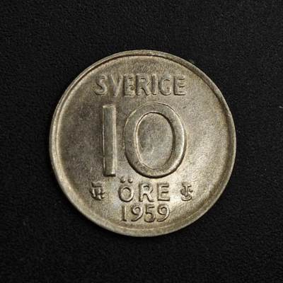 【淘币小摊】实时拍第八百一十八拍   散币小银币场   满百包邮可预留二周 每周一统一发货   - 瑞典1959年10欧尔银币