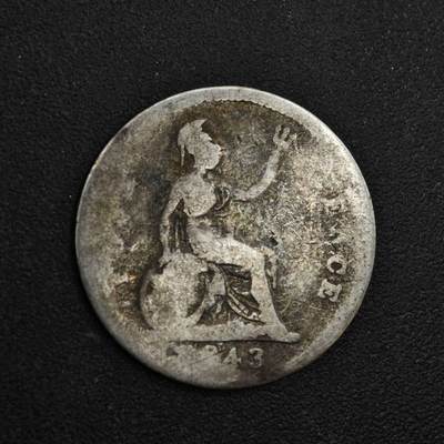 【淘币小摊】实时拍第八百一十八拍   散币小银币场   满百包邮可预留二周 每周一统一发货   - 英国1843年维多利亚4便士银币