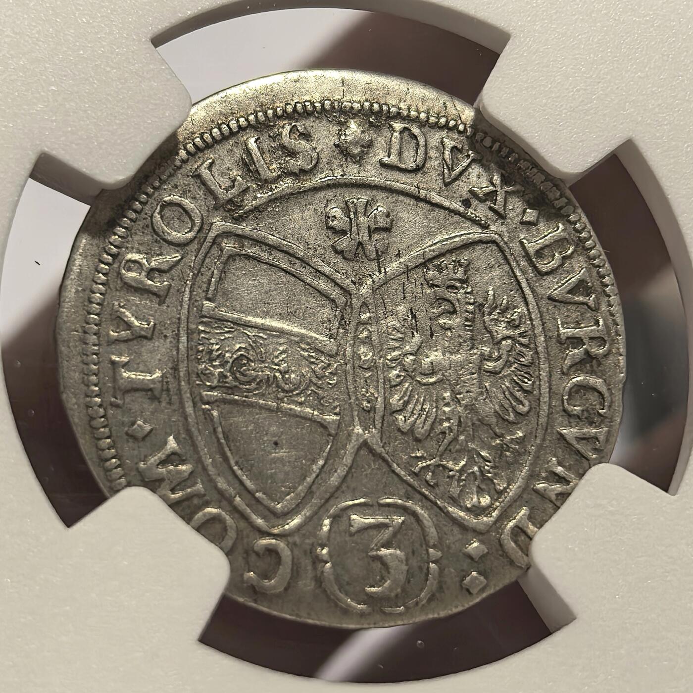 博洋堂世界钱币拍卖第150期（全场包邮） NGC AU55 奥地利1661年3克鲁泽银币