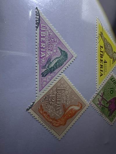 12.26邮票专场 利比里亚1953年鸟类6全雕刻版