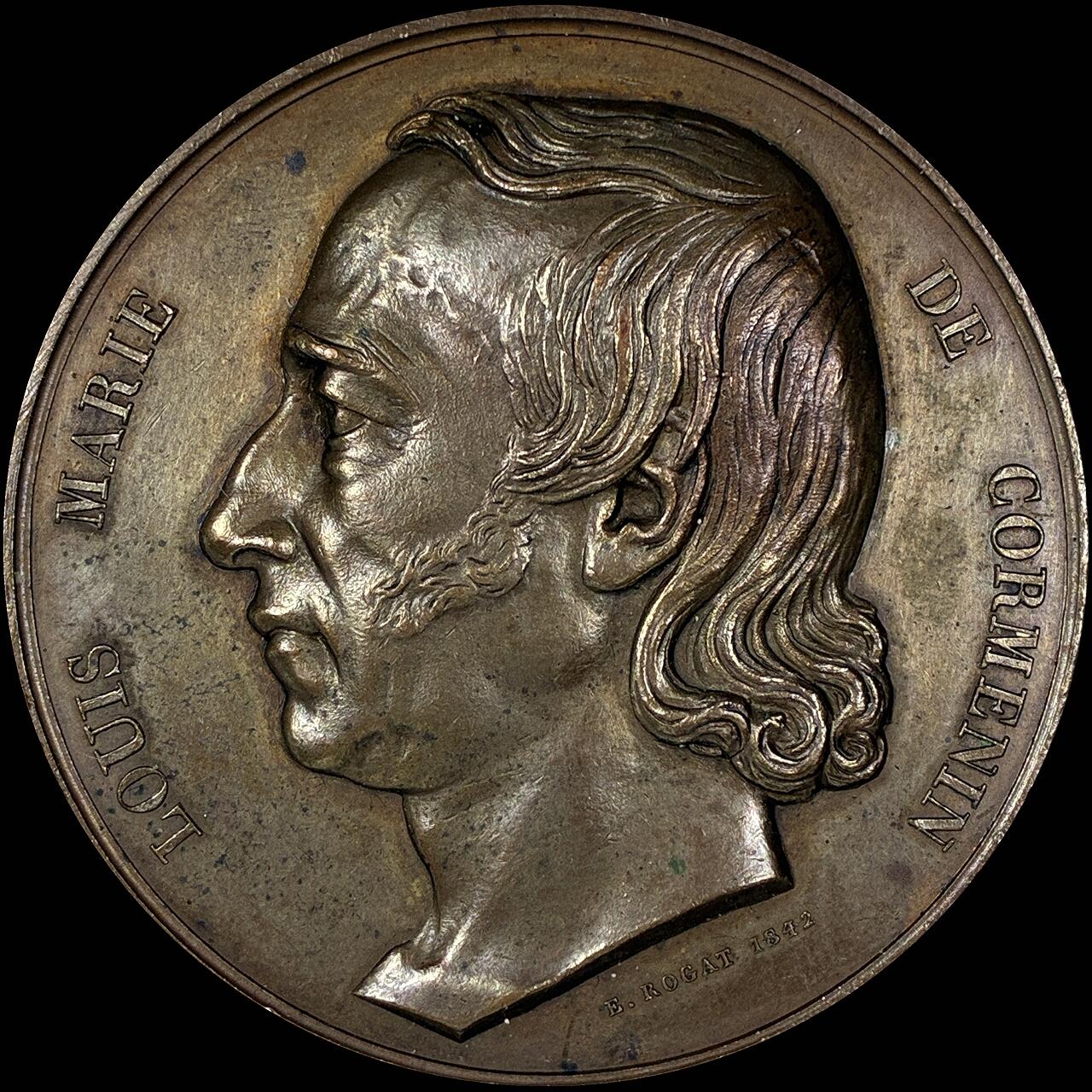 【雨安】【直播拍卖】【世界币章118期-裸币】2025-12-05 周五 19:30 保真 [章] France 章 法国 19世纪 法学家/政治家 路易·玛丽·德·科默南 铜章 50mm