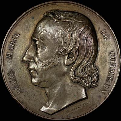 【雨安】【直播拍卖】【世界币章118期-裸币】2025-12-05 周五 19:30 保真 - [章] France 章 法国 19世纪 法学家/政治家 路易·玛丽·德·科默南 铜章 50mm