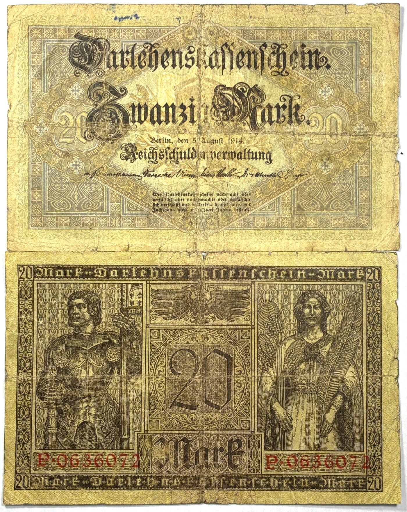 【雨安】【直播拍卖】【世界币章118期-裸币】2025-12-05 周五 19:30 保真 [纸钞世界] 德国 20马克 1914版 1918版