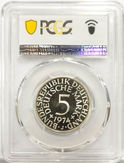 博洋堂世界钱币拍卖第150期（全场包邮） PCGS PR69DCAM 联邦德国1974年J厂精制5马克银币，冠军分