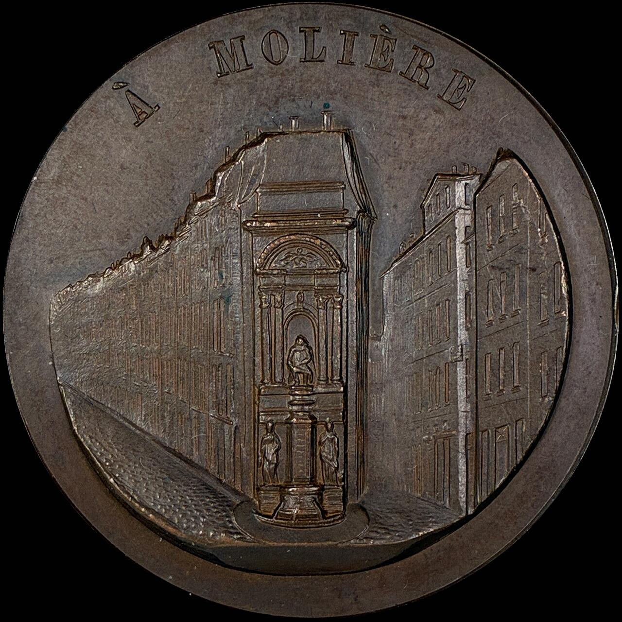 【雨安】【直播拍卖】【世界币章118期-裸币】2025-12-05 周五 19:30 保真 [章] France 章 法国 19世纪 法国最伟大的戏曲作家 莫里哀 铜章 40mm