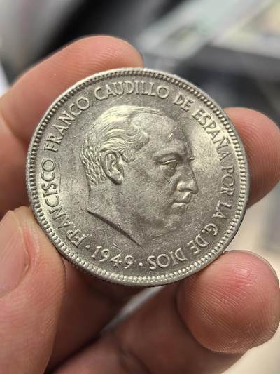 博洋堂世界钱币拍卖第150期（全场包邮） - 西班牙1949年弗朗哥5比塞塔 bu品相 比较少见的品种