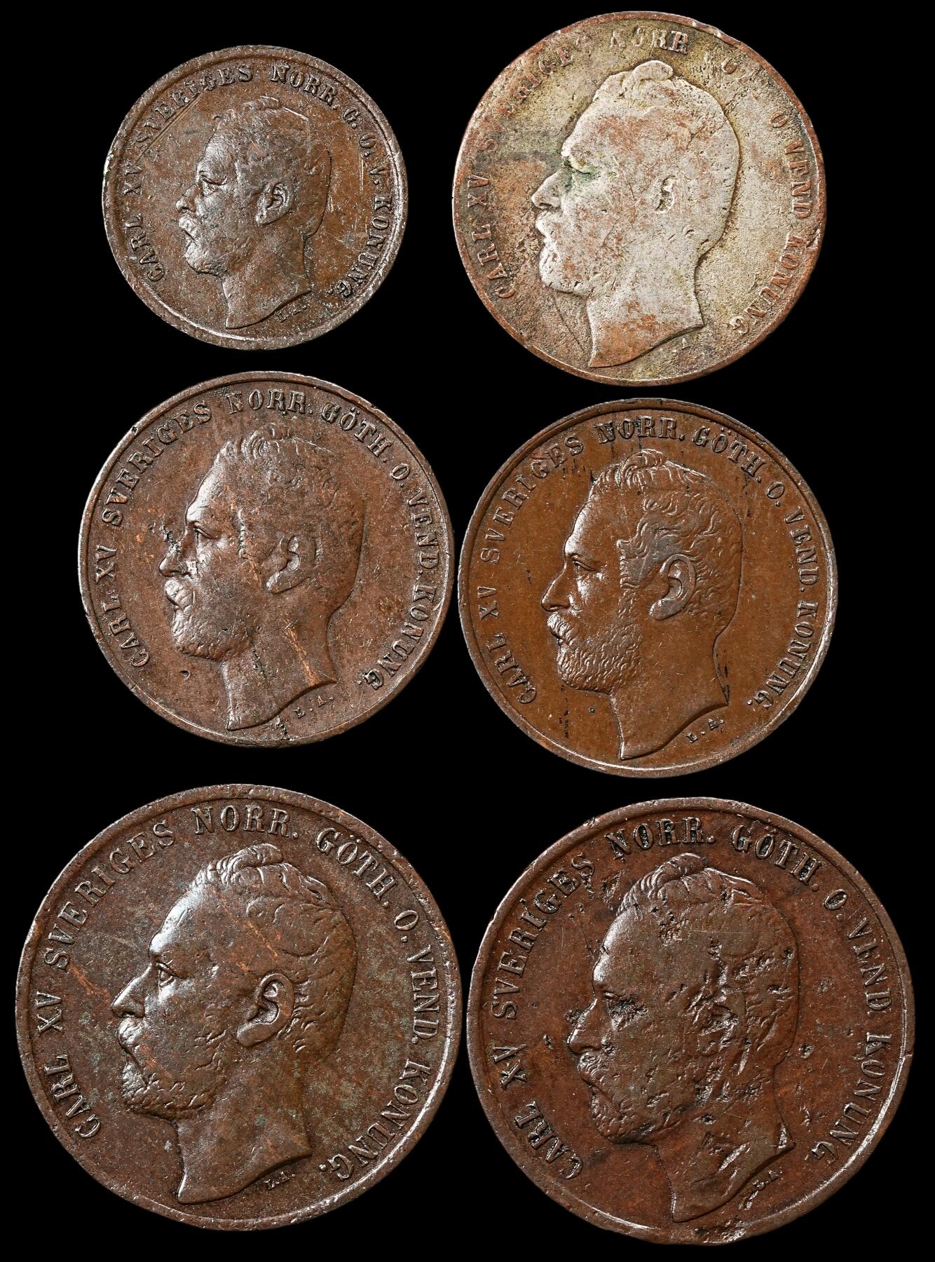 修遠堂世界钱币第九十六期 瑞典旧铜币一组