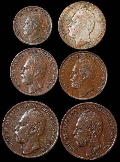 修遠堂世界钱币第九十六期 - 瑞典旧铜币一组