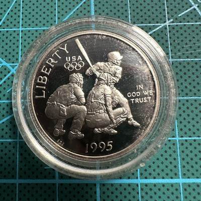 蒂克钱币-第49场 外国硬币散币场 - 1995年美国亚特兰大奥运会棒球纪念半美元硬币精制纪念币