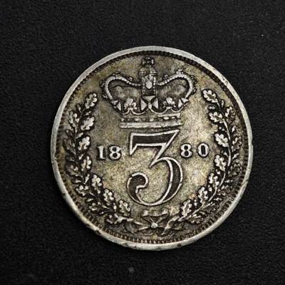 【淘币小摊】实时拍第八百一十八拍   散币小银币场   满百包邮可预留二周 每周一统一发货   - 英国1880年维多利亚3便士银币