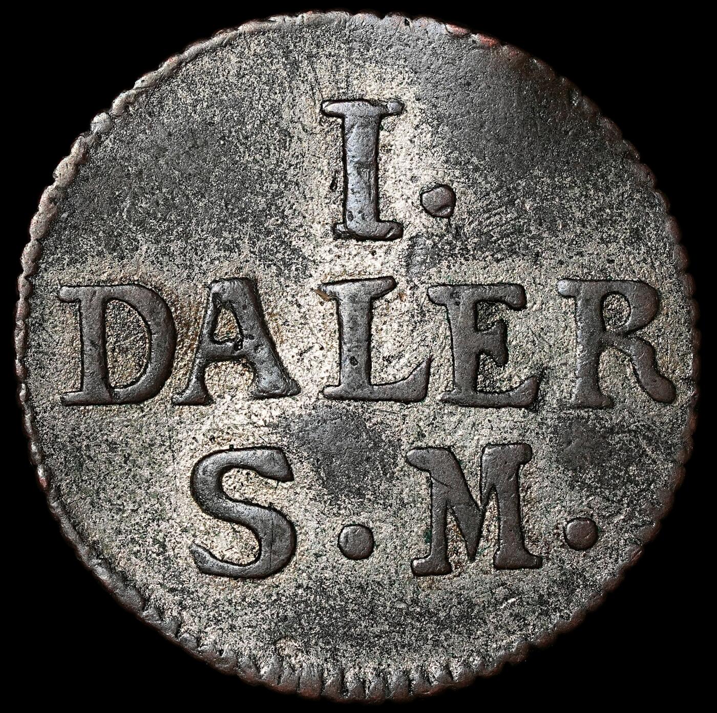 修遠堂世界钱币第九十六期 1715年瑞典紧急时期1 DALER 带藏家手写标签 3.42g