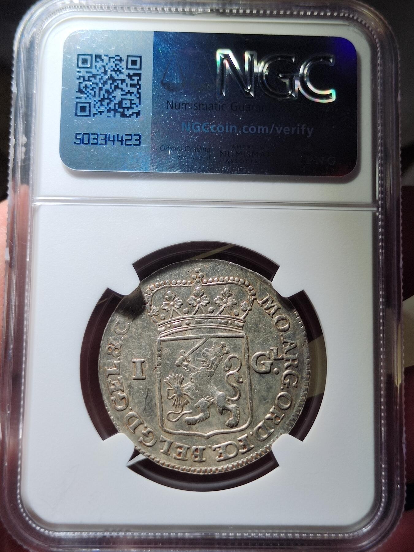 中外钱币第六场 NGC-MS62 荷兰1763年荷兰海尔德兰1盾