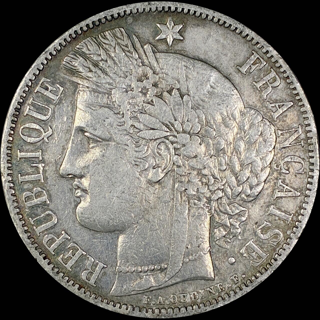 【雨安】【直播拍卖】【世界币章118期-裸币】2025-12-05 周五 19:30 保真 [裸币法国] France 法国 5法郎 KM#0761 (1849-1851) 谷物女神 1850年