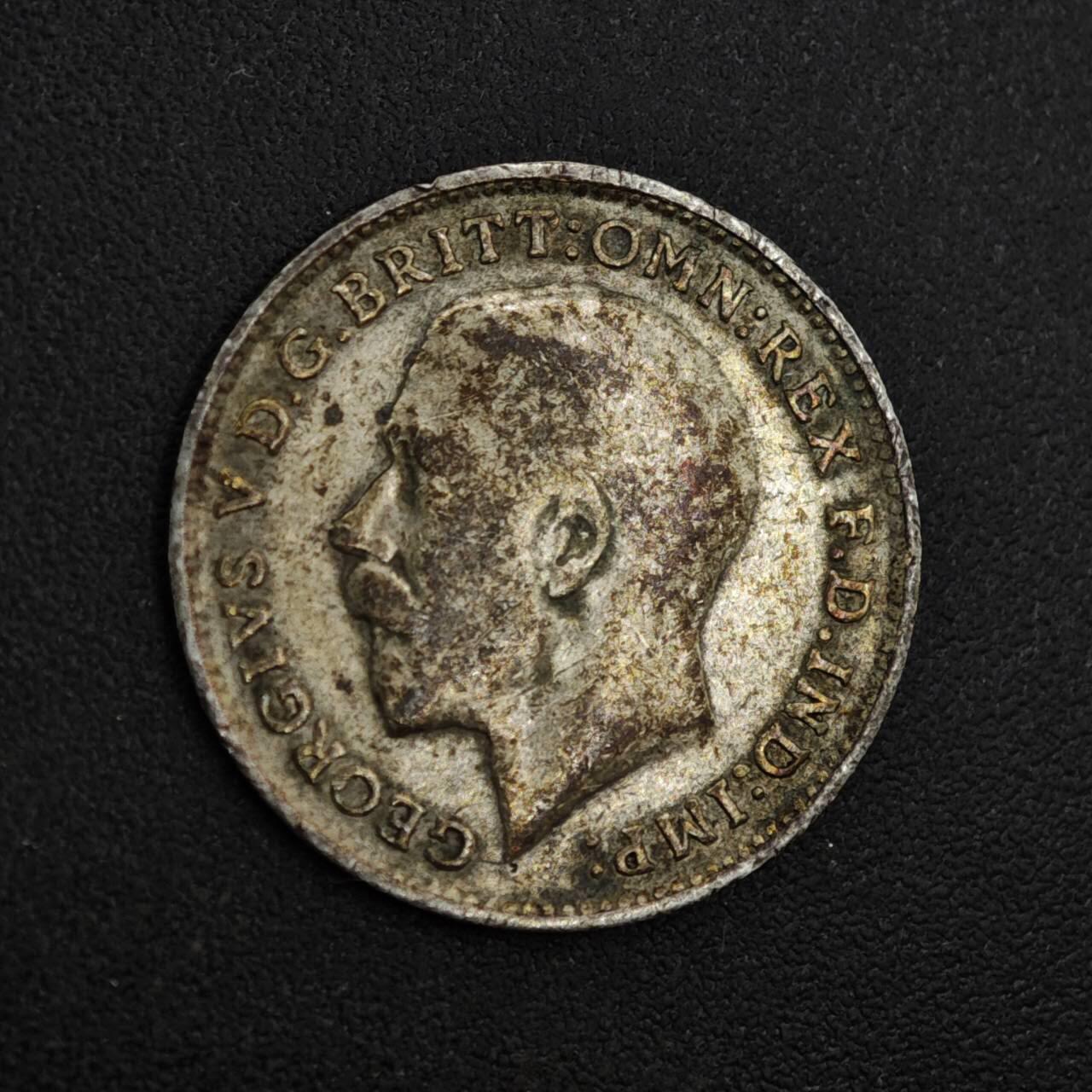 【淘币小摊】实时拍第八百一十八拍   散币小银币场   满百包邮可预留二周 每周一统一发货   英国1916年乔治五世3便士银币