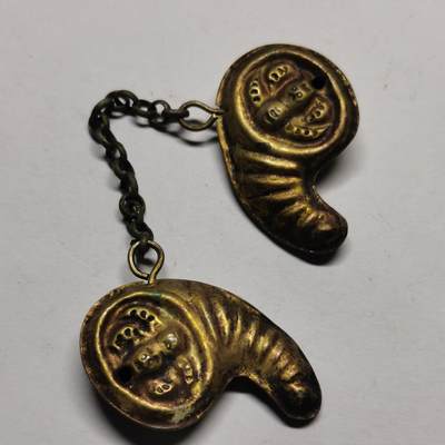 杂件专场86期 - 清代老银鎏金福寿一对