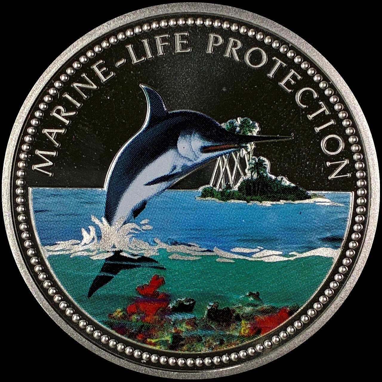 【雨安】【直播拍卖】【世界币章118期-裸币】2025-12-05 周五 19:30 保真 [现代裸币] Palau 帕劳 1元 2000年 保护海洋动物