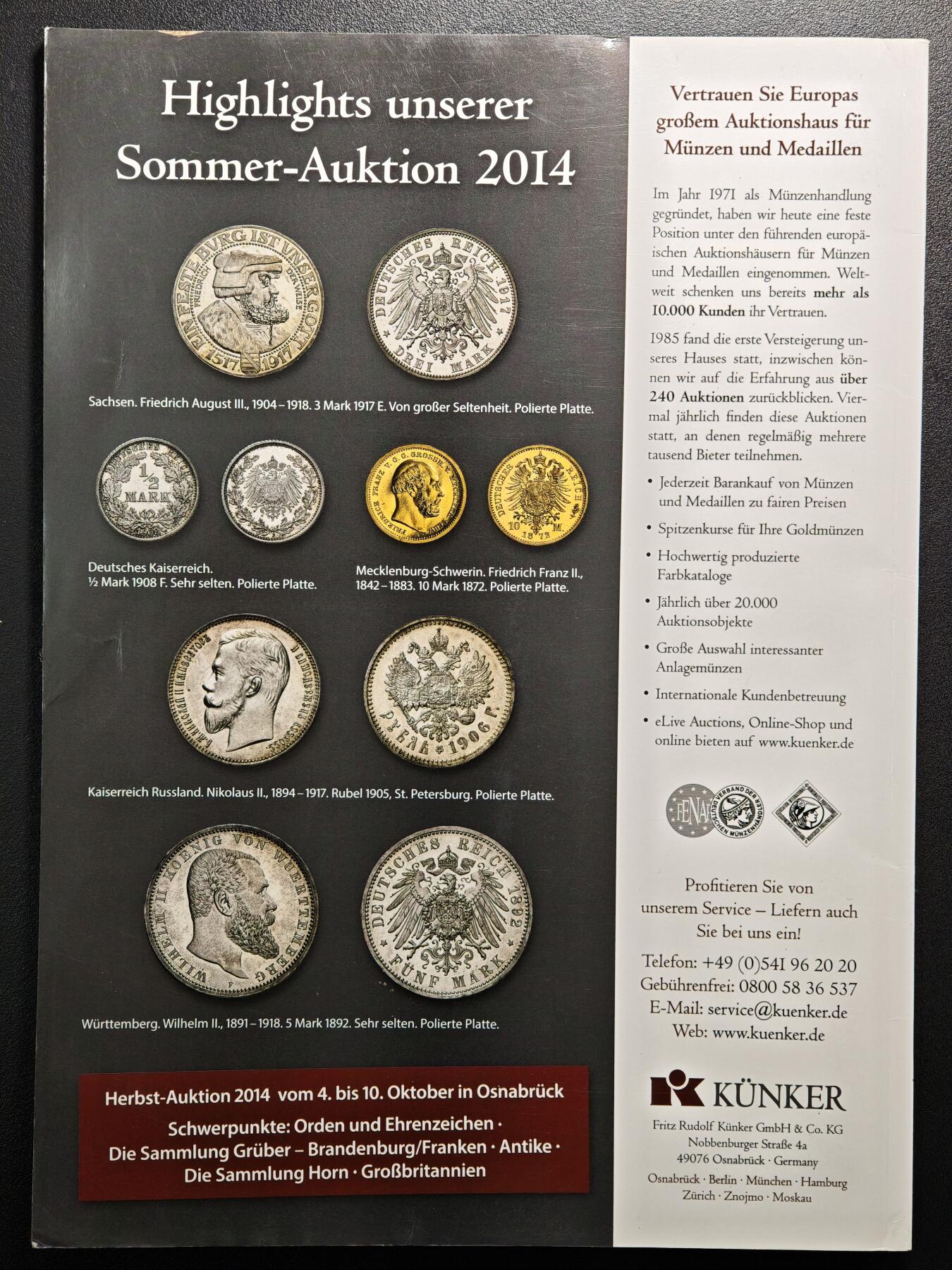 【德藏】世界币章拍卖第156期（拍品征集中~欢迎藏友联系） 97新 德国精制币收藏专刊 本书亮点不仅限于钱币知识，还有1871年后的众多硬币介绍及参考价格 铜版纸印刷 全书约132页