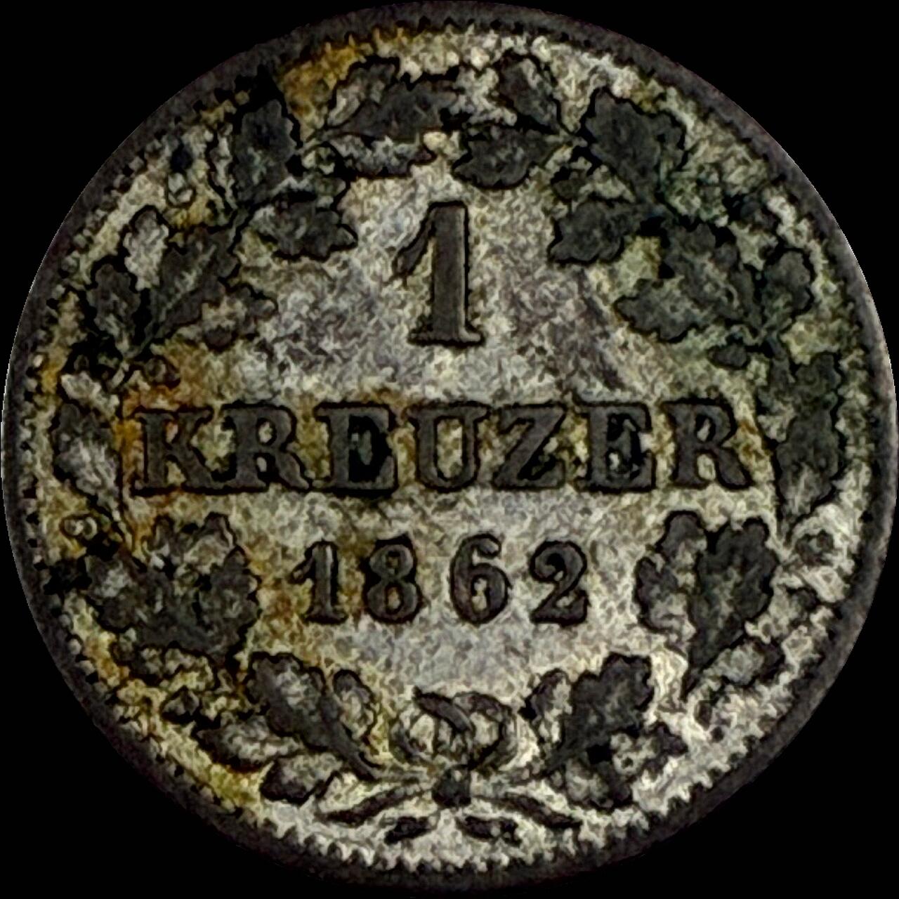 【雨安】【直播拍卖】【世界币章118期-裸币】2025-12-05 周五 19:30 保真 [裸币德国] Germany 德国 德意志 1克鲁泽 银币 1862年