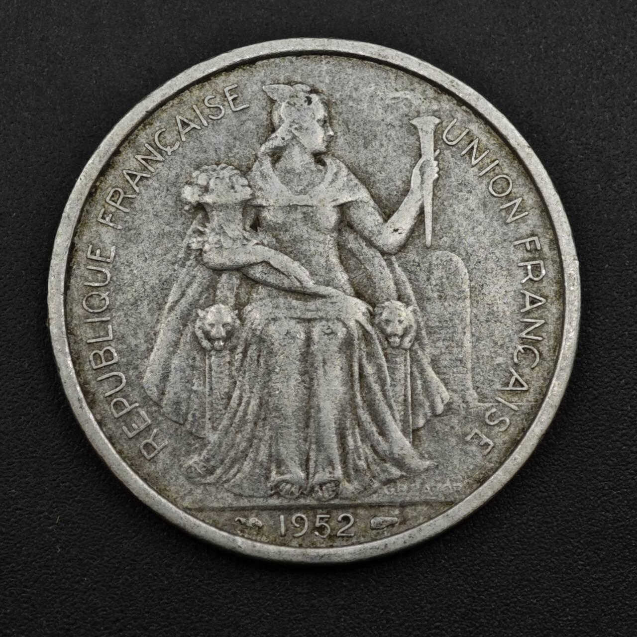 【淘币小摊】实时拍第八百一十八拍   散币小银币场   满百包邮可预留二周 每周一统一发货   法属大洋洲1952年5法郎镍币