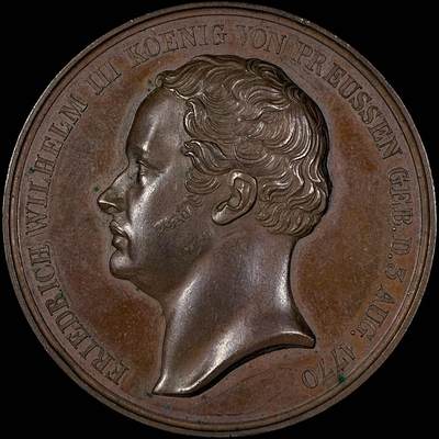 【雨安】【直播拍卖】【世界币章118期-裸币】2025-12-05 周五 19:30 保真 - [章] Germany 章 德国 1840年 腓特烈·威廉三世 铜章 41mm