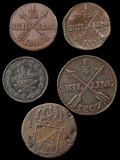 修遠堂世界钱币第九十六期 - 瑞典旧铜币5枚