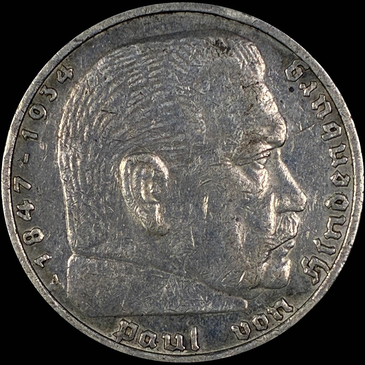 【雨安】【直播拍卖】【世界币章118期-裸币】2025-12-05 周五 19:30 保真 [裸币德国] Germany 德国 第三帝国 万字 5马克 1937年