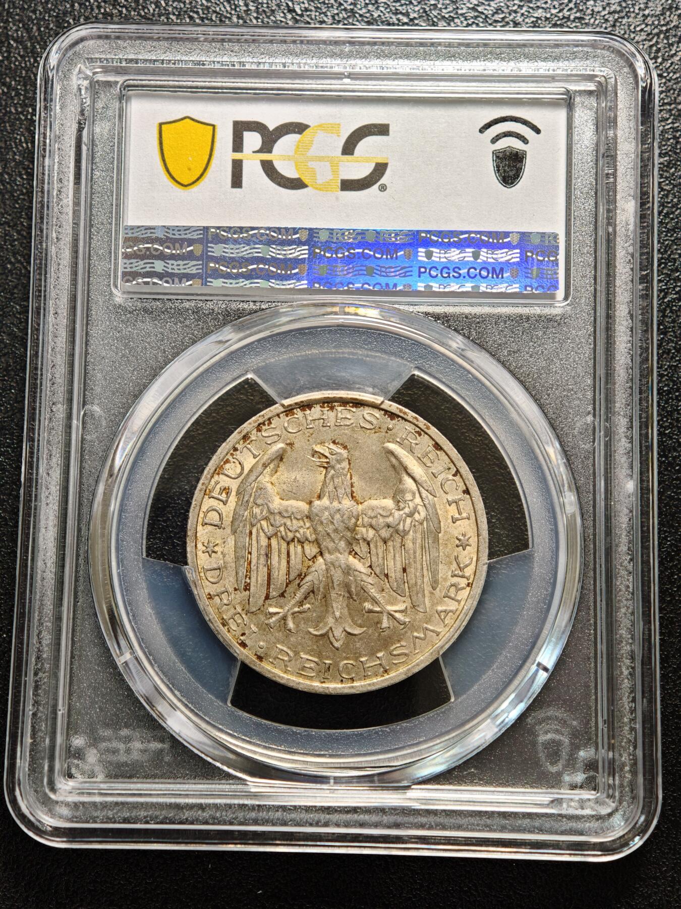 【德藏】世界币章拍卖第156期（拍品征集中~欢迎藏友联系） 1927年 德国魏玛马尔堡菲利普大学400周年3马克纪念银币 PCGS MS65 黄油包浆 状态极好