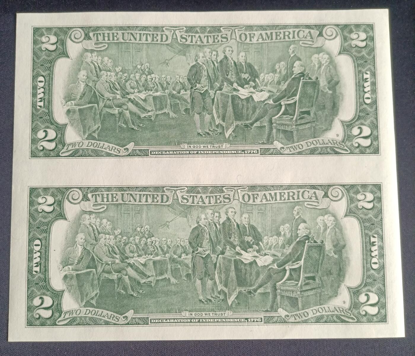 【游宝拍卖】乙巳蛇年92期 第四季首拍场  美国-2美元连体钞【二连体 SERIES-2009 全新UNC】