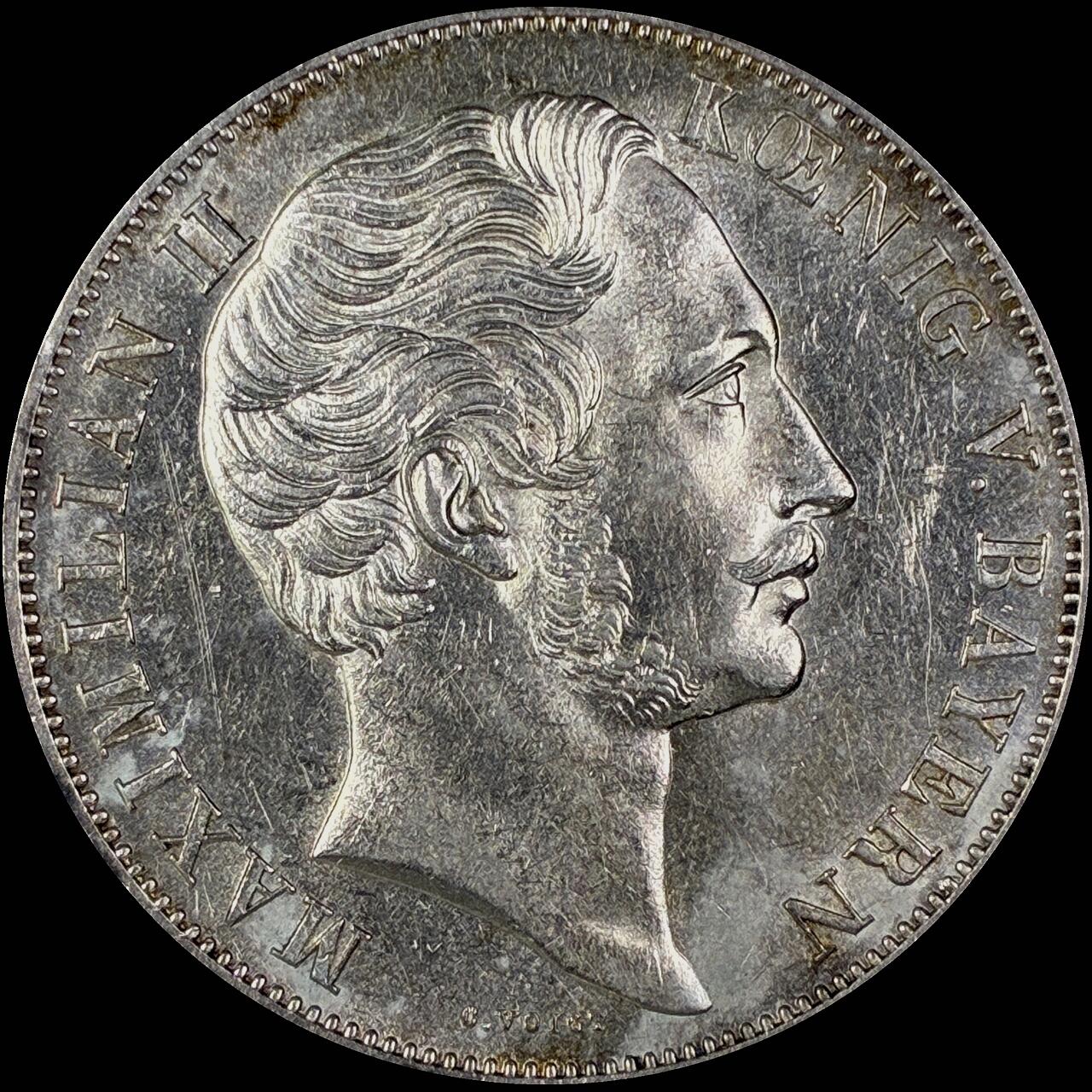 【雨安】【直播拍卖】【世界币章118期-裸币】2025-12-05 周五 19:30 保真 [裸币德国] Germany 德国 德意志 2盾 Bavaria巴伐利亚 Thun.097 KM#0848 1855年 圣母抱婴