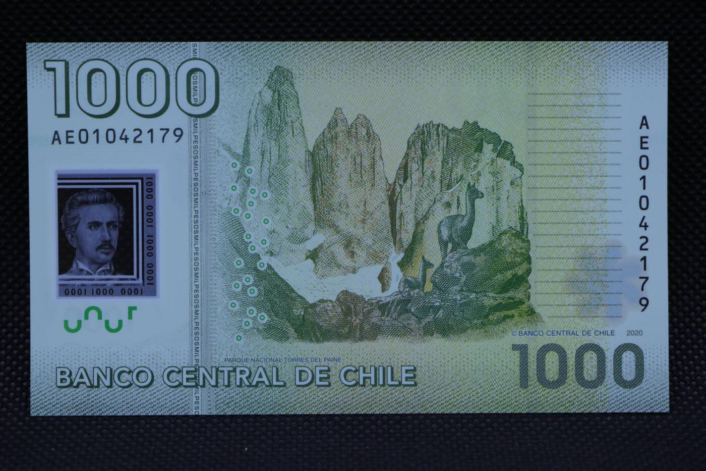 【淘币小摊】限时拍第八百二十一拍  纸币场  满百包邮可预留两周  周一统一发货   智利2020年1000比索塑料钞