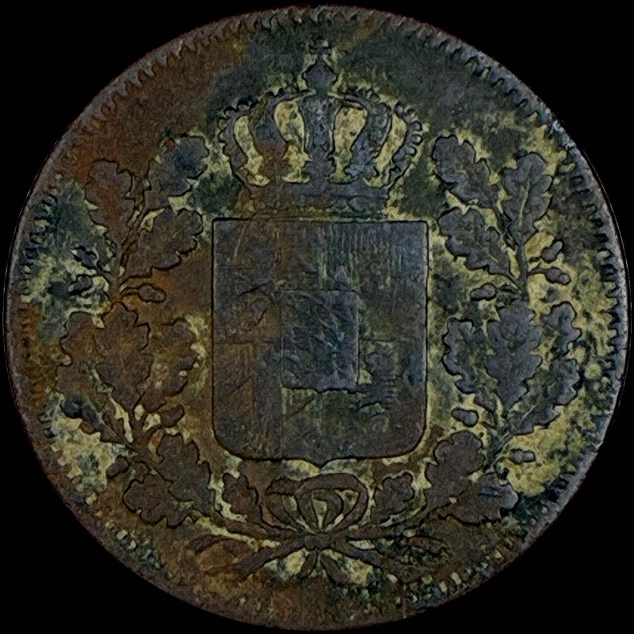 【雨安】【直播拍卖】【世界币章118期-裸币】2025-12-05 周五 19:30 保真 [裸币德国] Germany 德国 德意志 巴伐利亚 1/2克鲁泽 1854年