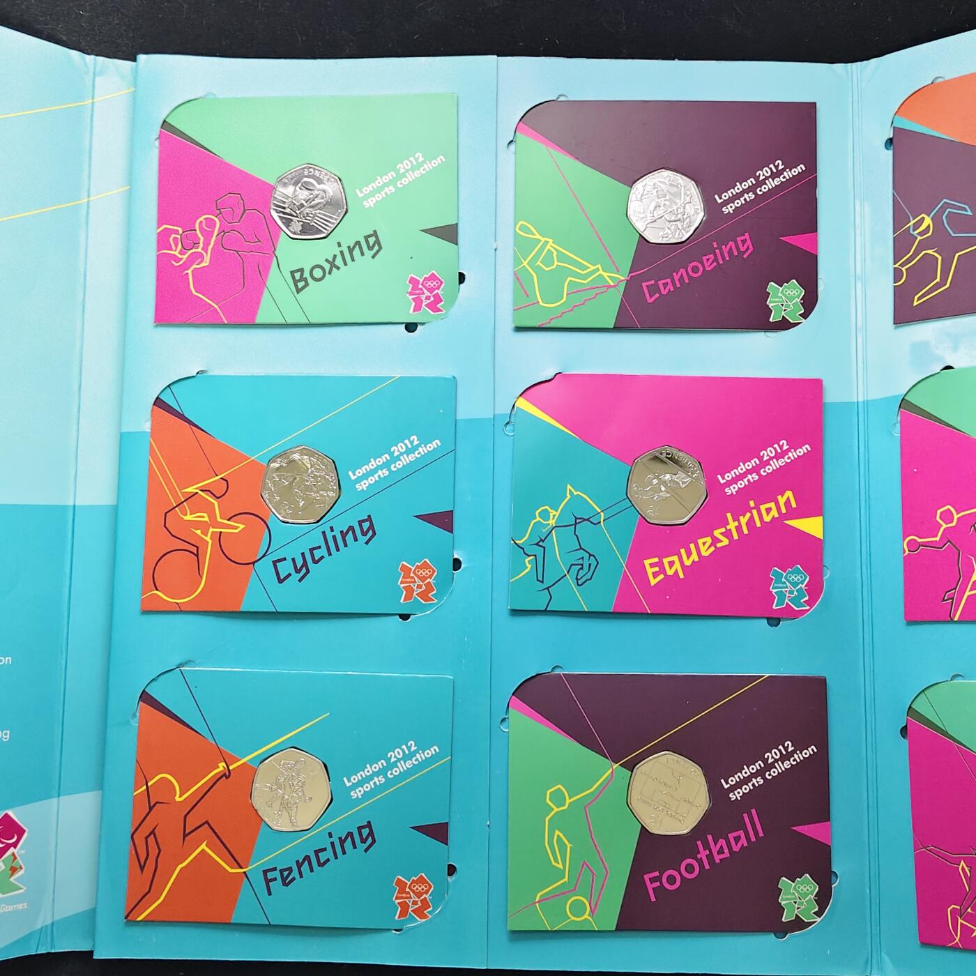 【全场包邮】纯粹捡漏拍483场（免费代拍第20场） 英国2012年50便士伦敦奥运会纪念币官方29枚卡装全套