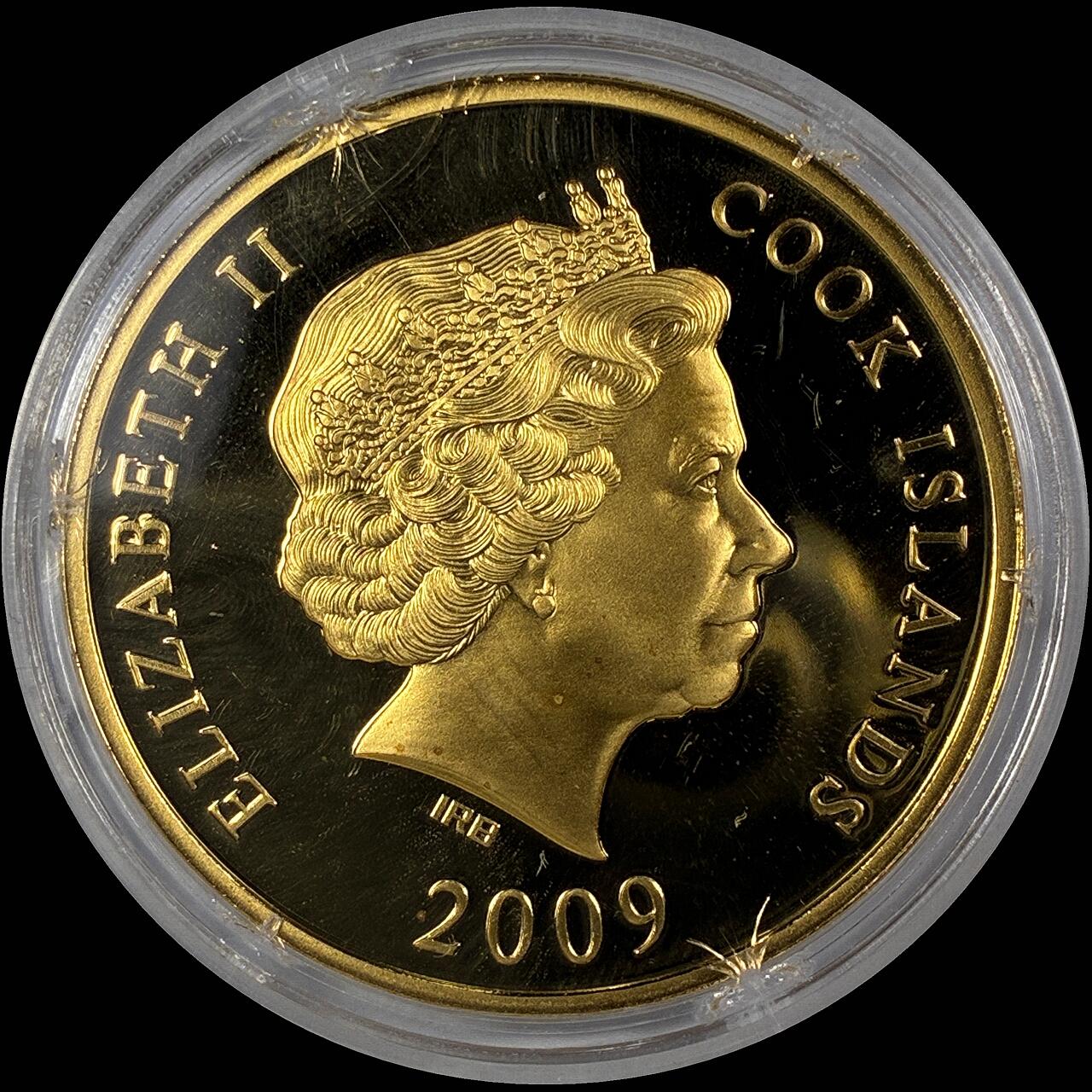 【雨安】【直播拍卖】【世界币章118期-裸币】2025-12-05 周五 19:30 保真 [现代裸币] Cook Island 库克群岛 1元 2010年 德国霍尔斯滕门 塑料盒子有破损