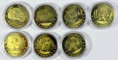 【雨安】【直播拍卖】【世界币章118期-裸币】2025-12-05 周五 19:30 保真 - [中国现代纪念] 1元 2008年 奥运纪念 7枚