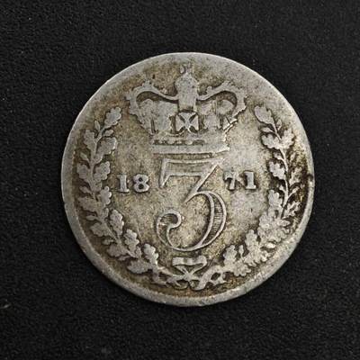 【淘币小摊】实时拍第八百一十八拍   散币小银币场   满百包邮可预留二周 每周一统一发货   - 英国1871年维多利亚3便士银币