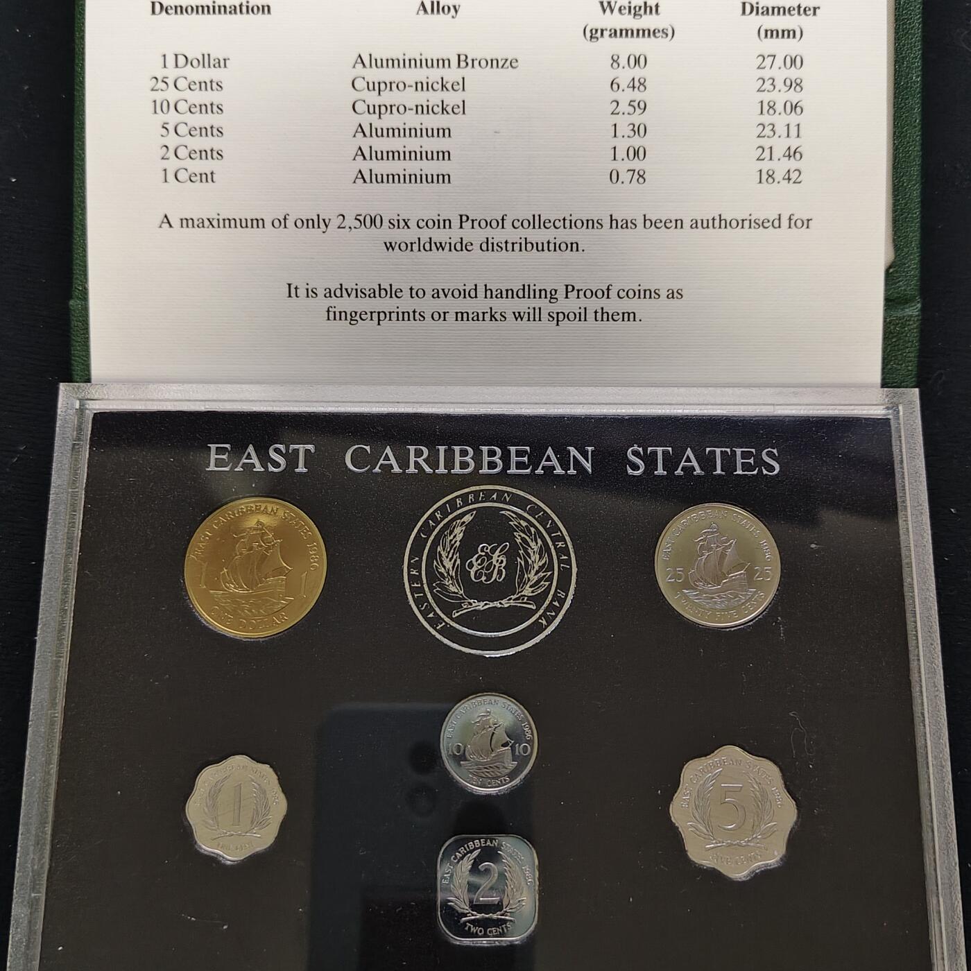 【全场包邮】纯粹捡漏拍483场（免费代拍第20场）  【稀少】东加勒比1986年官方精制套币-量2500